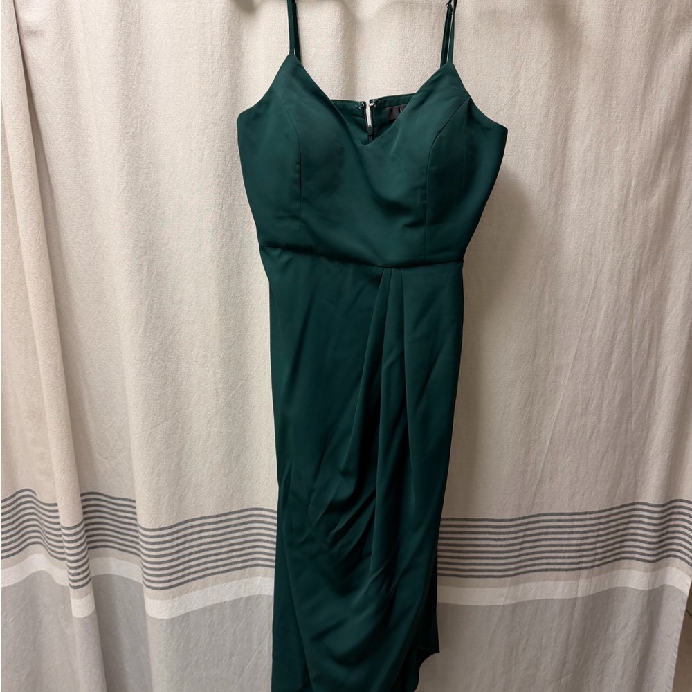 Lulus Reinette dark green midi dress